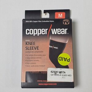 Copper Wear Knee Sleeve Medium Compression Support Black 62506